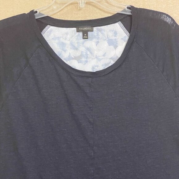 Talbots Blouse Women's Medium Blue Pullover Short Sleeves - Picture 2 of 12